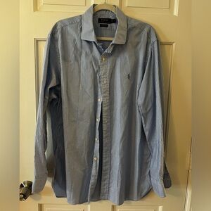 Polo by Ralph Lauren Men's Classic Blue Pinstripe Shirt 17.5 34/35